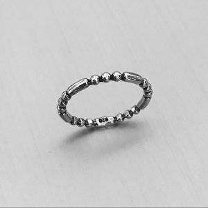 Sterling Silver Bead and Bar Ring, Silver Rings, Stackable Band, Dots Bands